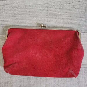 Vintage St. Thomas Red Leather Clutch Bag Purse Change Brass Hardware 4.5 x 6.5